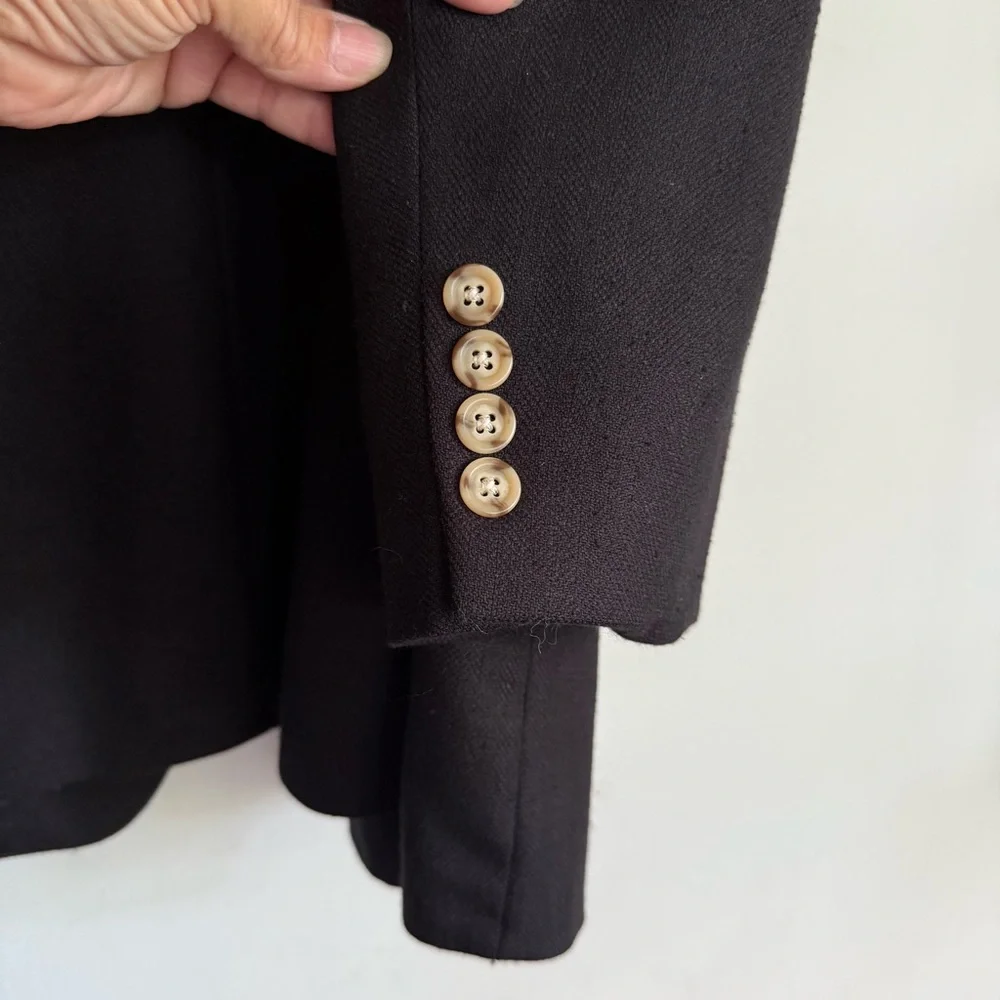 RALPH Ralph Lauren Black Silk Wool‎ 3 Button Blazer Sport Coat 42T Preppy Casual
